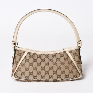 極美品 GUCCI グッチ アビー ワンショルダーバッグ 130939 GGキャンバス レザー ベージュ アイボリー ゴールド金具 中古 4a006507