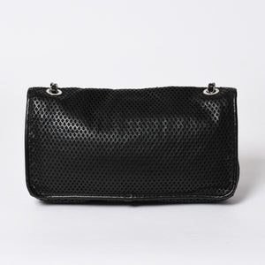 極美品 CHANEL シャネル フレンチリビエラ パンチング Sフラップ Sチェーンチェーンショルダーバッグ ブラック カーフ ココマーク シルバー金具 シリアル不鮮明 中古 4a006451