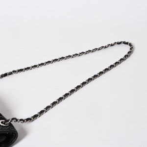 極美品 CHANEL シャネル フレンチリビエラ パンチング Sフラップ Sチェーンチェーンショルダーバッグ ブラック カーフ ココマーク シルバー金具 シリアル不鮮明 中古 4a006451