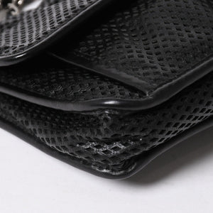 極美品 CHANEL シャネル フレンチリビエラ パンチング Sフラップ Sチェーンチェーンショルダーバッグ ブラック カーフ ココマーク シルバー金具 シリアル不鮮明 中古 4a006451