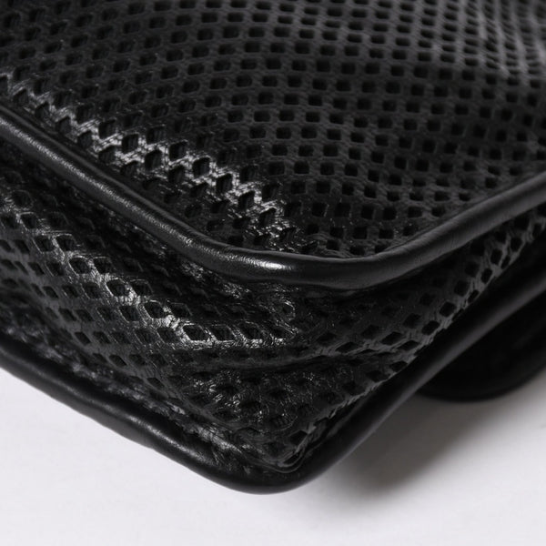 極美品 CHANEL シャネル フレンチリビエラ パンチング Sフラップ Sチェーンチェーンショルダーバッグ ブラック カーフ ココマーク シルバー金具 シリアル不鮮明 中古 4a006451