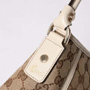 極美品 GUCCI グッチ アビー ワンショルダーバッグ 130939 GGキャンバス レザー ベージュ アイボリー ゴールド金具 中古 4a006507