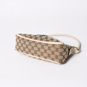 極美品 GUCCI グッチ アビー ワンショルダーバッグ 130939 GGキャンバス レザー ベージュ アイボリー ゴールド金具 中古 4a006507