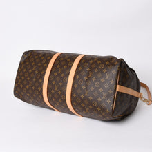 Load the image into the gallery viewer. 新品同様品 LOUIS VUITTON ルイヴィトン モノグラム キーポルバンドリエール55 2WAY ボストンバック M41414 ブラウン キャンバス 中古 4a006510