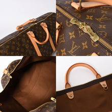 Load the image into the gallery viewer. 新品同様品 LOUIS VUITTON ルイヴィトン モノグラム キーポルバンドリエール55 2WAY ボストンバック M41414 ブラウン キャンバス 中古 4a006510
