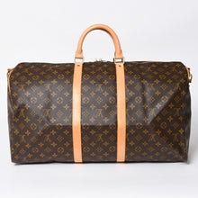 Load the image into the gallery viewer. 新品同様品 LOUIS VUITTON ルイヴィトン モノグラム キーポルバンドリエール55 2WAY ボストンバック M41414 ブラウン キャンバス 中古 4a006510