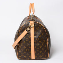 Load the image into the gallery viewer. 新品同様品 LOUIS VUITTON ルイヴィトン モノグラム キーポルバンドリエール55 2WAY ボストンバック M41414 ブラウン キャンバス 中古 4a006510