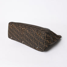Load the image into the gallery viewer. FENDI フェンディ ハンドバッグ トートバッグ ズッカ柄 キャンバス レザー ブラウン シルバー金具 美品 中古 4a006513