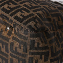 Load the image into the gallery viewer. FENDI フェンディ ハンドバッグ トートバッグ ズッカ柄 キャンバス レザー ブラウン シルバー金具 美品 中古 4a006513