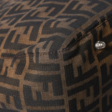 Load the image into the gallery viewer. FENDI フェンディ ハンドバッグ トートバッグ ズッカ柄 キャンバス レザー ブラウン シルバー金具 美品 中古 4a006513