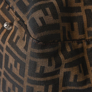 FENDI フェンディ ハンドバッグ トートバッグ ズッカ柄 キャンバス レザー ブラウン シルバー金具 美品 中古 4a006513