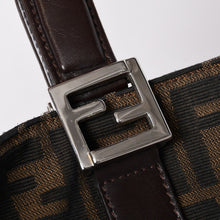 Load the image into the gallery viewer. FENDI フェンディ ハンドバッグ トートバッグ ズッカ柄 キャンバス レザー ブラウン シルバー金具 美品 中古 4a006513