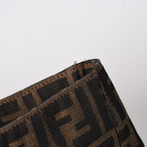 FENDI フェンディ ハンドバッグ トートバッグ ズッカ柄 キャンバス レザー ブラウン シルバー金具 美品 中古 4a006513