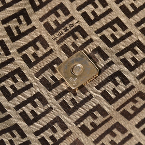 極美品 FENDI フェンディ ズッキーノ ショルダーバッグ 8BT075 キャンバス レザー ベージュ ブラウン ゴールド金具 中古 4a006515