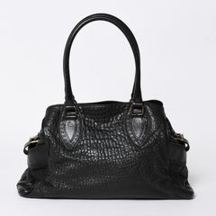 極美品 FENDI フェンディ エトニコ ハンドバッグ ズッカ FFロゴ ブラック レザー アンティークゴールド金具 中古 4a006517