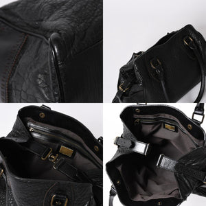 極美品 FENDI フェンディ エトニコ ハンドバッグ ズッカ FFロゴ ブラック レザー アンティークゴールド金具 中古 4a006517