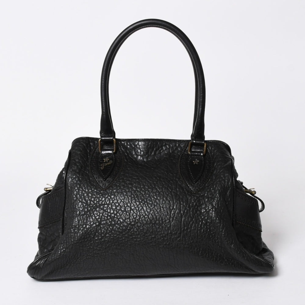 極美品 FENDI フェンディ エトニコ ハンドバッグ ズッカ FFロゴ ブラック レザー アンティークゴールド金具 中古 4a006517