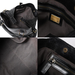 極美品 FENDI フェンディ エトニコ ハンドバッグ ズッカ FFロゴ ブラック レザー アンティークゴールド金具 中古 4a006517