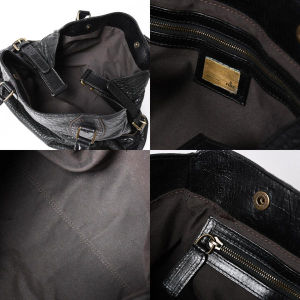 極美品 FENDI フェンディ エトニコ ハンドバッグ ズッカ FFロゴ ブラック レザー アンティークゴールド金具 中古 4a006517