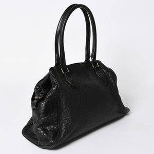 極美品 FENDI フェンディ エトニコ ハンドバッグ ズッカ FFロゴ ブラック レザー アンティークゴールド金具 中古 4a006517
