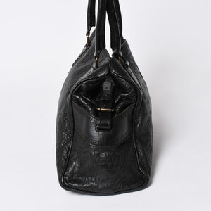 極美品 FENDI フェンディ エトニコ ハンドバッグ ズッカ FFロゴ ブラック レザー アンティークゴールド金具 中古 4a006517