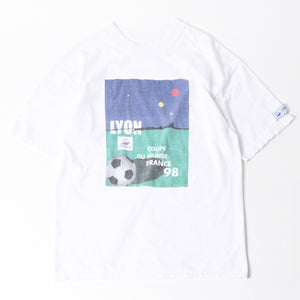LYON リヨン 98年 フランスワールドカップ Tシャツ 半袖Tシャツ ホワイト ネイビー グリーン 美品 中古 4a006520