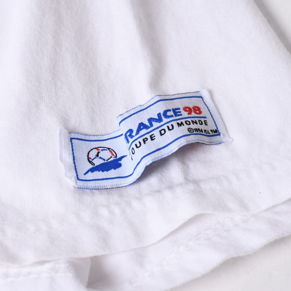 LYON リヨン 98年 フランスワールドカップ Tシャツ 半袖Tシャツ ホワイト ネイビー グリーン 美品 中古 4a006520