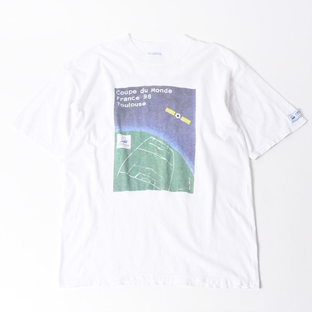 FRANCE 98 公式アートグラフィックTシャツ 1998年 ワールドカップ フランス大会 W杯 ホワイト サイズ不明 サッカー トゥールーズ B.Devos 美品 中古 4a006523