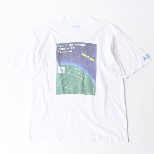 FRANCE 98 公式アートグラフィックTシャツ 1998年 ワールドカップ フランス大会 W杯 ホワイト サイズ不明 サッカー トゥールーズ B.Devos 美品 中古 4a006523