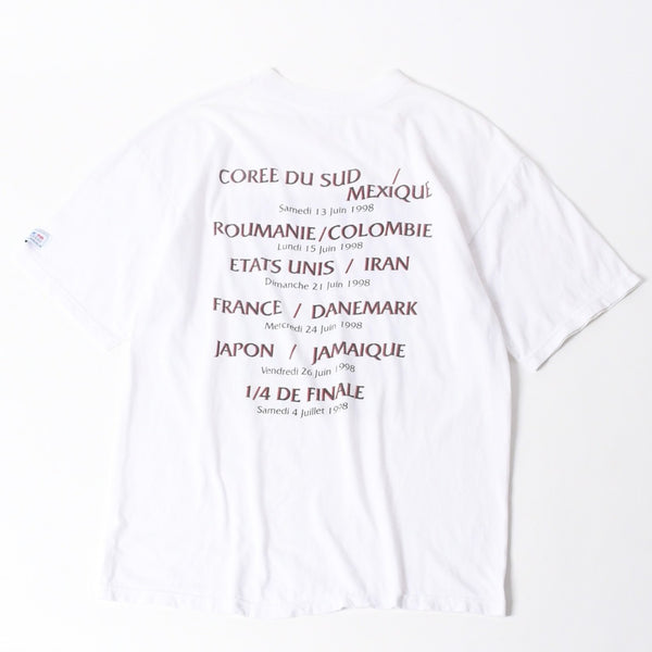 LYON リヨン 98年 フランスワールドカップ Tシャツ 半袖Tシャツ ホワイト ネイビー グリーン 美品 中古 4a006520