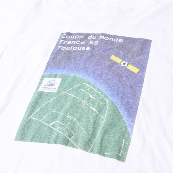 FRANCE 98 公式アートグラフィックTシャツ 1998年 ワールドカップ フランス大会 W杯 ホワイト サイズ不明 サッカー トゥールーズ B.Devos 美品 中古 4a006523