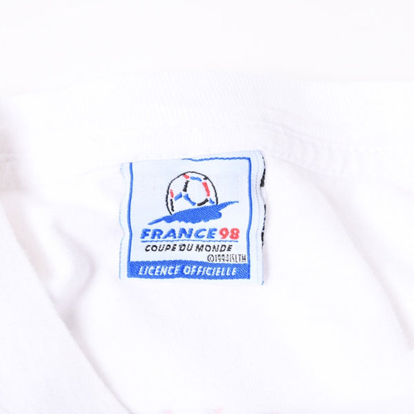 FRANCE 98 公式アートグラフィックTシャツ 1998年 ワールドカップ フランス大会 W杯 ホワイト サイズ不明 サッカー トゥールーズ B.Devos 美品 中古 4a006523