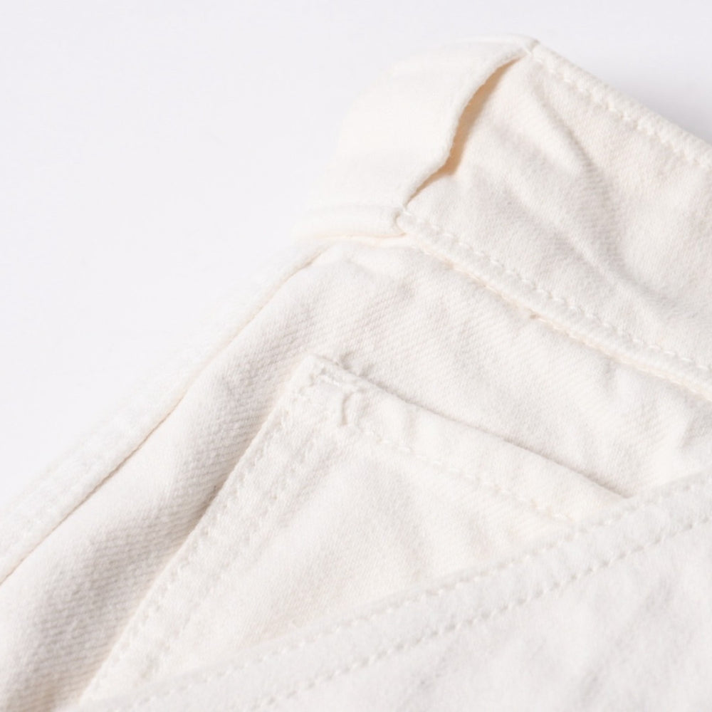 Very Good Condition PRADA White Denim Bermuda Shorts GEP404 Half Shorts Half Pants Metal Plate M Size Silver Hardware Used 4a006362