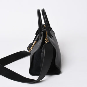 新品同様品 YVES SAINT LAURENT イヴサンローラン ベイビーカバス 2WAYバッグ ハンドバッグ ショルダーバッグ ブラック ゴールド金具 中古 4a006229