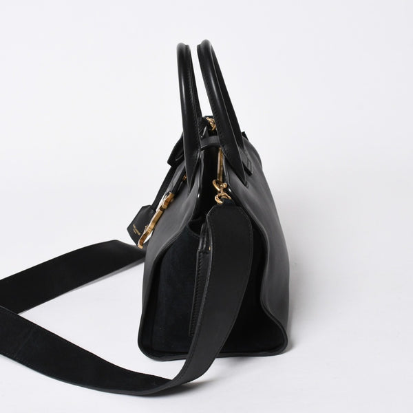 新品同様品 YVES SAINT LAURENT イヴサンローラン ベイビーカバス 2WAYバッグ ハンドバッグ ショルダーバッグ ブラック ゴールド金具 中古 4a006229