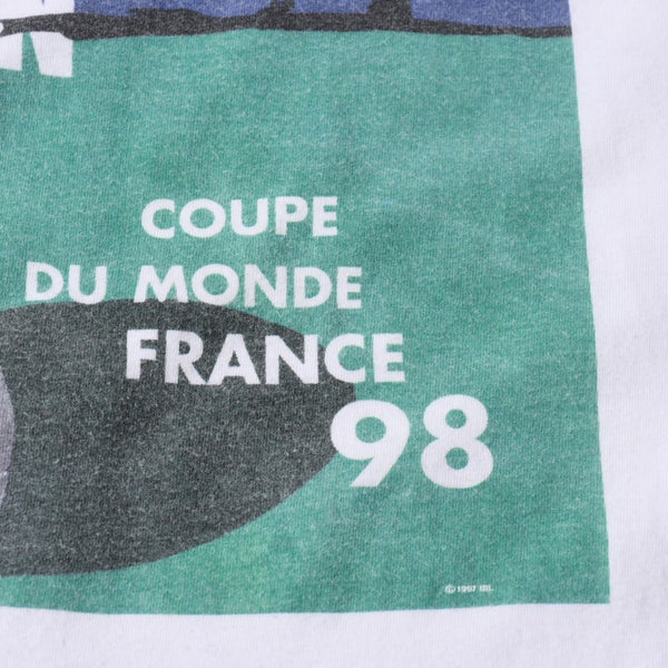 LYON リヨン 98年 フランスワールドカップ Tシャツ 半袖Tシャツ ホワイト ネイビー グリーン 美品 中古 4a006520