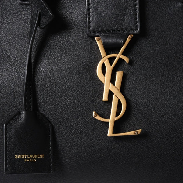 新品同様品 YVES SAINT LAURENT イヴサンローラン ベイビーカバス 2WAYバッグ ハンドバッグ ショルダーバッグ ブラック ゴールド金具 中古 4a006229