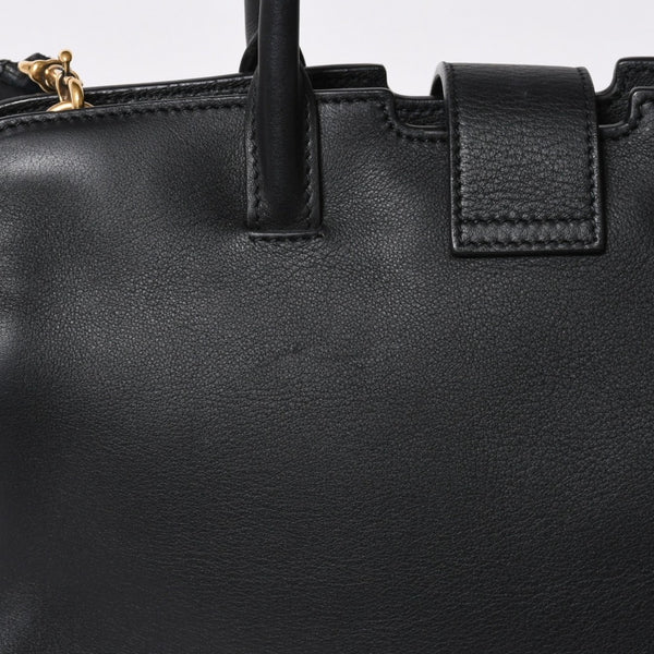 新品同様品 YVES SAINT LAURENT イヴサンローラン ベイビーカバス 2WAYバッグ ハンドバッグ ショルダーバッグ ブラック ゴールド金具 中古 4a006229