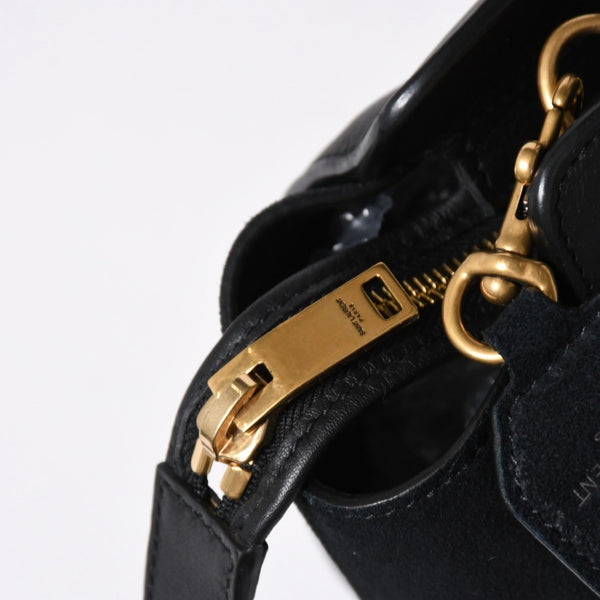 新品同様品 YVES SAINT LAURENT イヴサンローラン ベイビーカバス 2WAYバッグ ハンドバッグ ショルダーバッグ ブラック ゴールド金具 中古 4a006229