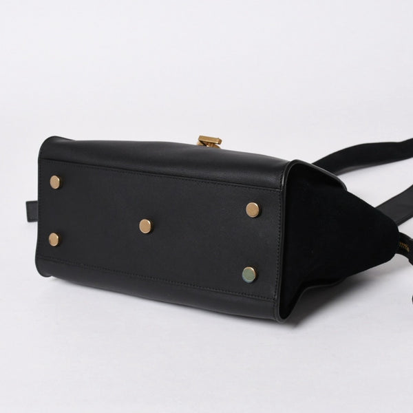 新品同様品 YVES SAINT LAURENT イヴサンローラン ベイビーカバス 2WAYバッグ ハンドバッグ ショルダーバッグ ブラック ゴールド金具 中古 4a006229