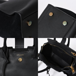 新品同様品 YVES SAINT LAURENT イヴサンローラン ベイビーカバス 2WAYバッグ ハンドバッグ ショルダーバッグ ブラック ゴールド金具 中古 4a006229