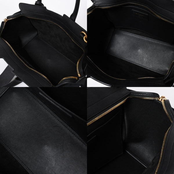 新品同様品 YVES SAINT LAURENT イヴサンローラン ベイビーカバス 2WAYバッグ ハンドバッグ ショルダーバッグ ブラック ゴールド金具 中古 4a006229