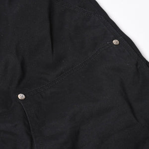 極美品 CHROME HEARTS クロムハーツ カーペンターショーツ クロスボールボタン スクロールラベル ブラック サイズ34 シルバー925 カットオフ 中古 4a006536