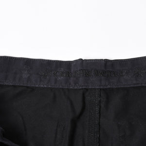 極美品 CHROME HEARTS クロムハーツ カーペンターショーツ クロスボールボタン スクロールラベル ブラック サイズ34 シルバー925 カットオフ 中古 4a006536