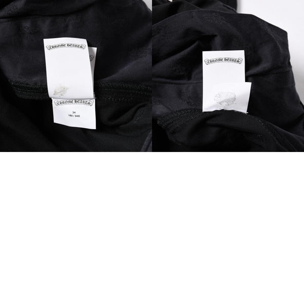 極美品 CHROME HEARTS クロムハーツ カーペンターショーツ クロスボールボタン スクロールラベル ブラック サイズ34 シルバー925 カットオフ 中古 4a006536