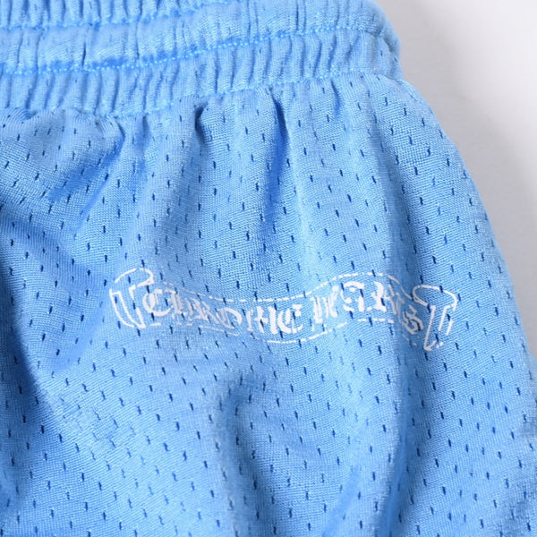 極美品 CHROME HEARTS クロムハーツ メッシュバーシティ ショーツ ライトブルー Lサイズ ハーフショーツ ハーフパンツ 中古 4a006533