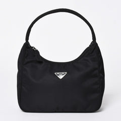 PRADA プラダ ホーボー ハンドバッグ MV515 トライアングルロゴ 三角ロゴプレート ナイロン ブラック 美品 中古 4a006506