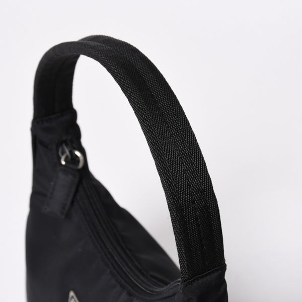 PRADA プラダ ホーボー ハンドバッグ MV515 トライアングルロゴ 三角ロゴプレート ナイロン ブラック 美品 中古 4a006506