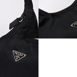 PRADA プラダ ホーボー ハンドバッグ MV515 トライアングルロゴ 三角ロゴプレート ナイロン ブラック 美品 中古 4a006506
