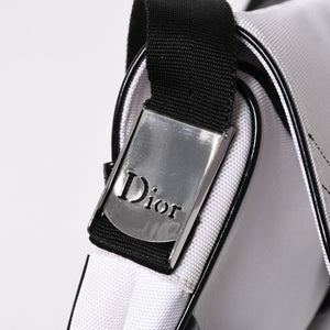 極美品 Christian Dior クリスチャンディオール サドルバッグ ショルダーバッグ RU0012 ナイロンキャンバス パテント ガリアーノ期 中古 4a004774